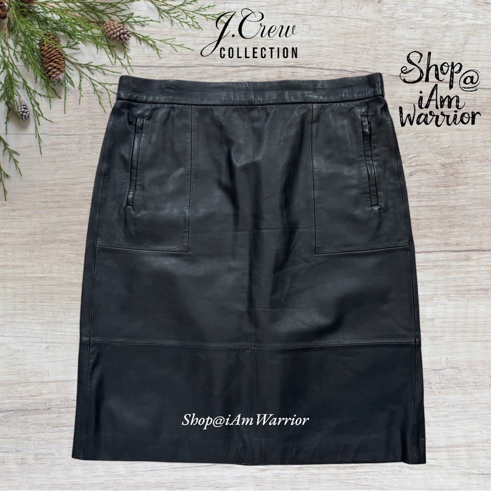 J.Crew Collection NWT genuine leather a-line midi-skirt *shop@iamwarrior - Picture 7 of 13